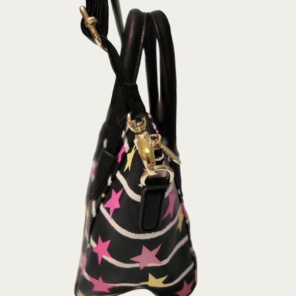 Betsey Johnson Pink and Black Shoulder Bag with Gold Accents - Picture 5 of 13